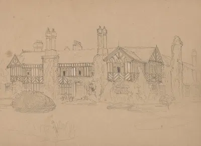 Sketch of a Country House by Майлс Биркет Фостер — digital art print download