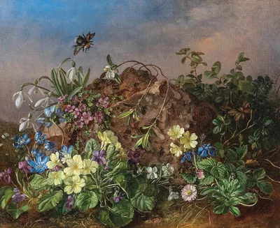 Spring Flowers with Bumblebee by Теодор Петтер — digital art print download