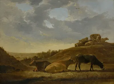 Скоты в голландском аркадном пейзаже by Аельберт Кёйп — digital art print download