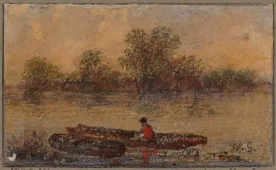 Лодка на берегу реки by Александр Шаепкенс, 1887 — digital art print download