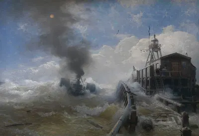 A Tug Leaving the Port of Ostend by Andreas Achenbach, 1878 — digital art print download