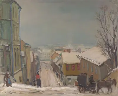 Зимний пейзаж в Тарту (Лива улица зимой) by Андрус Йохани, 1940 — digital art print download