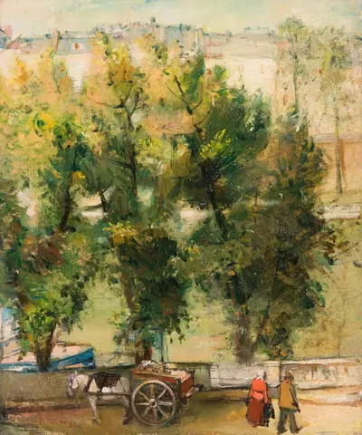 Парижский мотив (Пейзаж с лошадью) by Андрус Йохани, 1937 — digital art print download