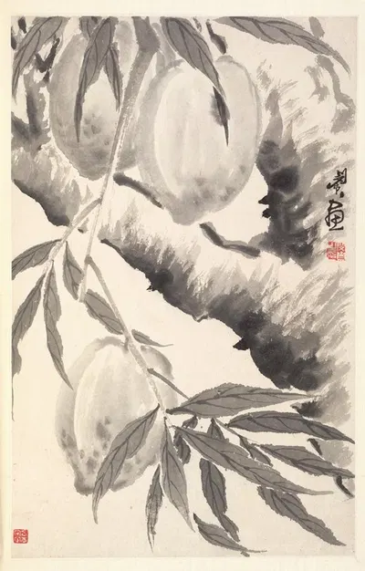 Peaches by Min Zhen, 1788 — digital art print download