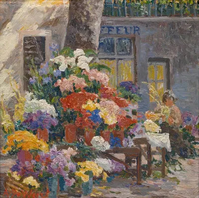 Цветочный рынок в Ментоне (Лазурный берег) by Анна Де Веерт, 1928 — digital art print download