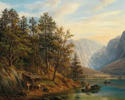 Partie vor Hallstatt nach Obertraun im Salzkammergute by Anton Schiffer, 1862 — digital art print download