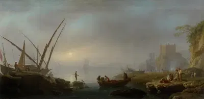 Итальянская портовая сцена by Шарль-Франсуа Гренье де Лакруа, 1770 — digital art print download