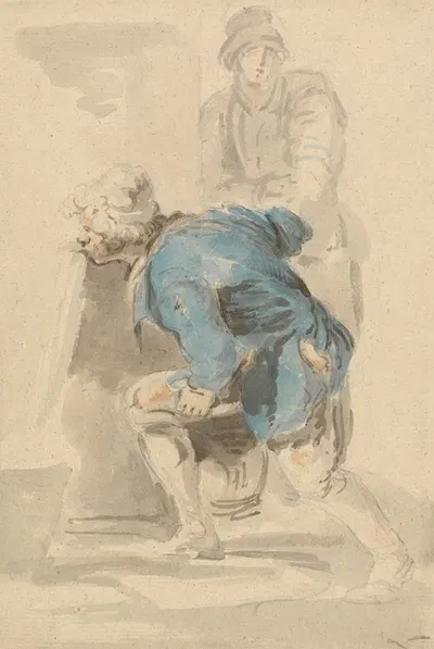 Man Drinking from a Spout by Nicholas Pocock — digital art print download