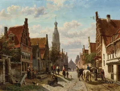 Улица Вижельстрат в Энкхузене by Корнелис Спрингер, 1866 — digital art print download