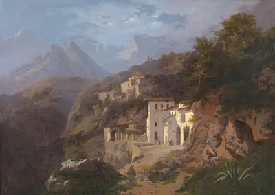 Капуцинский монастырь в Каве (Салерно) by Эдуар Де Винь, 1838 — digital art print download