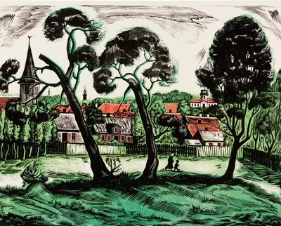 Вид на окраину Тарту by Элла Мятик, 1942 — digital art print download