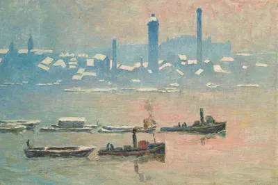 Темза под снегом by Эмиль Клаус, 1916 — digital art print download