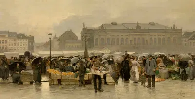 Рынок перед театром в Антверпене by Эмиль Клаус — digital art print download