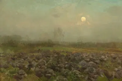 Капустное поле при лунном свете by Флоран Крабелс — digital art print download