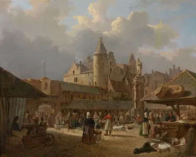 Старый рыбный рынок в Антверпене by Франсуа Антуан Боссюэ, 1833 — digital art print download