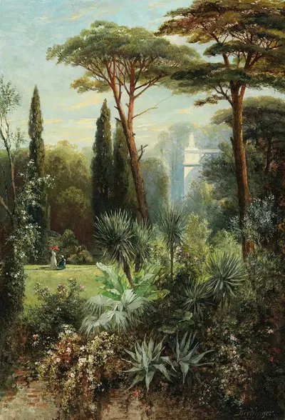 A Romantic Castle Park in the South by Franz Xaver Birkinger — digital art print download