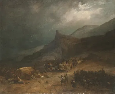 Ataque a un convoy carlista (La batalla de Arlabán) by Genaro Pérez Villaamil — digital art print download