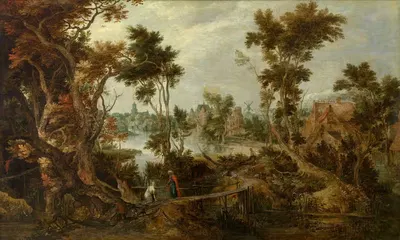 Пейзаж с Илией и вдовой из Сарефата by Гиллис Клаэсз. де Хондекотер, 1613 — digital art print download