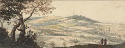 Landscape with two figures in the foreground by Питер Тиллеманс — digital art print download