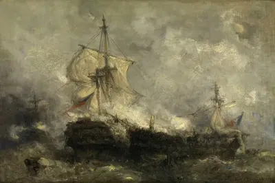 Морское сражение by Анри Франсуа Шефельс, 1880 — digital art print download