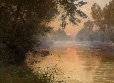 Закат на берегах Луанга by Анри Зюбэр, 1896 — digital art print download