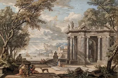 Аркадический пейзаж by Исаак де Мушерон, 1742 — digital art print download