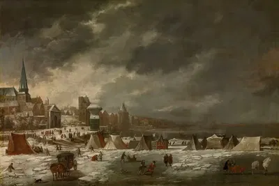 Замерзший Шельда в Антверпене by Ян Питерс Старший, 1670 — digital art print download