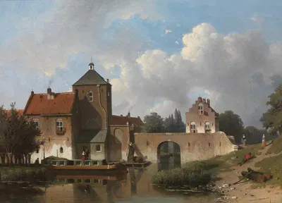 The IJsselpoort at IJsselstein by Jan Weissenbruch, 1852 — digital art print download
