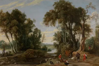 Landscape with Dancing Shepherds by Jan Wildens, 1631 — digital art print download