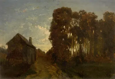 Barbizon at Dusk by Jean Pierre François Lamorinière, 1853 — digital art print download