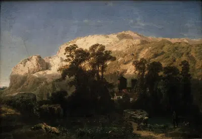 Rocky Landscape in Marche-les-Dames by Jean Pierre François Lamorinière, 1853 — digital art print download