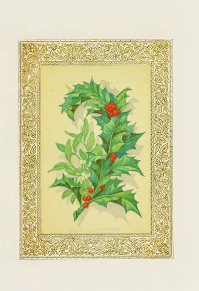 Holly & Mistletoe by John Henry Ingram, 1869 — digital art print download
