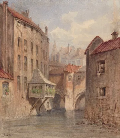 Bridge in Brussels by Joseph Borio, 1872 — digital art print download