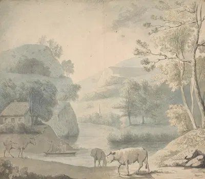 Landscape Study of a River Valley with Cattle in the Foreground by Rev. William Warren Porter — digital art print download