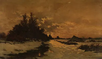 Зимний день в Кемпене by Жозеф Теодор Кузманс, 1879 — digital art print download