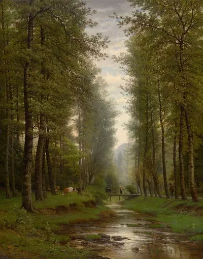 Ручей в лесу by Иосиф Ван Луппен, 1873 — digital art print download