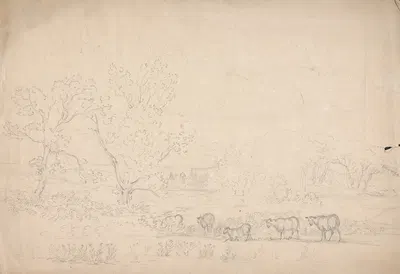 Landscape Study with Sheep, Oxford in the Distance by Rev. William Warren Porter — digital art print download