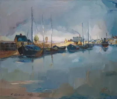 Lodjad Emajõel by Kaarel Liimand, 1938 — digital art print download