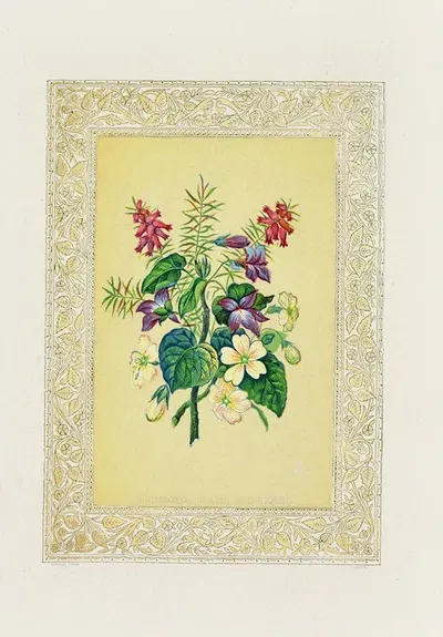Primroses, Heath & Violet by John Henry Ingram, 1869 — digital art print download