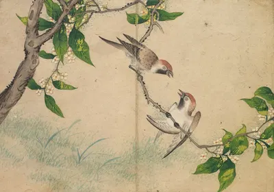 Gossiping Sparrows by Zhang Ruoai — digital art print download