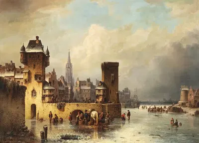 Вид канала зимой by Людвиг Херманн, 1852 — digital art print download