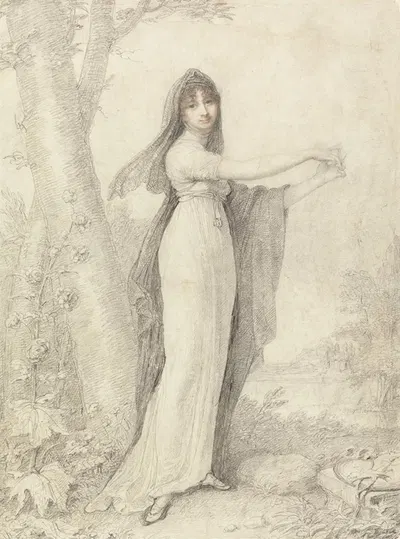 Portrait of a Lady Standing near a Lake by Ричард Косвэй, 1802 — digital art print download