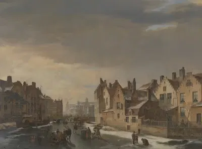 Зимняя сцена в Генте by Питер-Франс Де Нотер, 1838 — digital art print download