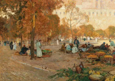 Сцена на рынке перед цитаделью в Каире by Сэр Альфред Ист — digital art print download