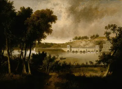Вид на водныеworks Fairmount, Филадельфия, с противоположного берега реки Шуйкилл by Томас Даути — digital art print download