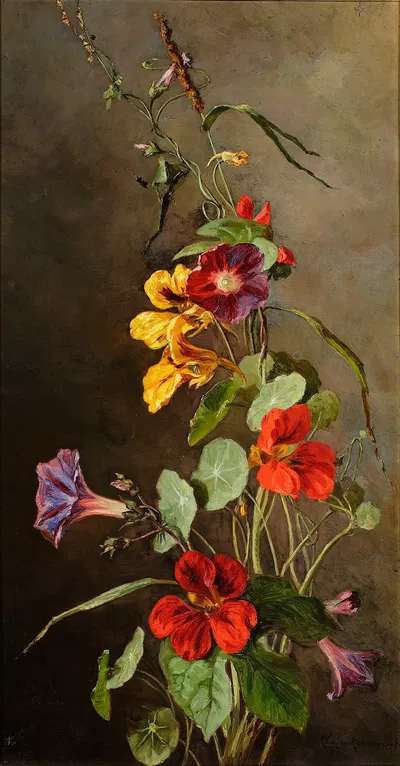 Flowers – Nasturtiums by Мария Класс-Казановская, 1895 — digital art print download