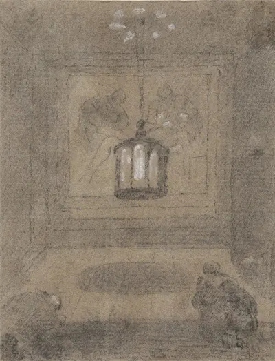 An Underground Shrine with Two Figures Kneeling before a Pieta by Ричард Уилсон — digital art print download