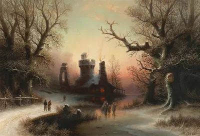 A Winter Evening by Albert Bredow — digital art print download