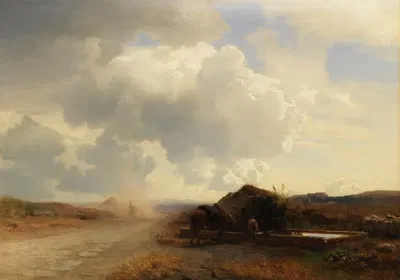 Пейзаж с деревенскими полями by Альберт Фламм, 1864 — digital art print download