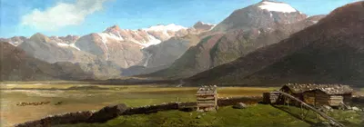 Альмхюттен на равнине с горной цепью by Альберт Циммерманн — digital art print download
